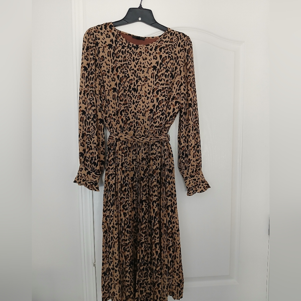 J. Crew Factory Animal Print Long Sleeve Dress